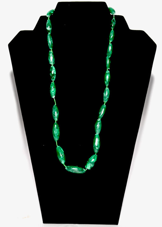 Long Beaded Malachite Necklace