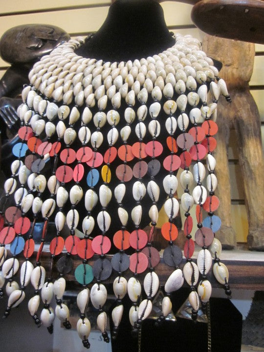 African Petaw/Cowrie Shell, Coral Necklace Set